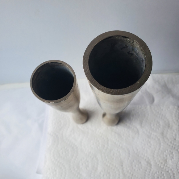 Vintage Pair Candle Holders, Tall Heavy Metal Taper Dinner Candle Holder. - Picture 2 of 7